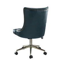 Leo Modern Leather Tufted Task Chair Nailhead Trim with Golden Base