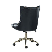 Leo Modern Leather Tufted Task Chair Nailhead Trim with Golden Base