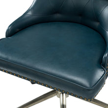 Leo Modern Leather Tufted Task Chair Nailhead Trim with Golden Base