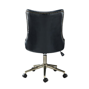 Leo Modern Leather Tufted Task Chair Nailhead Trim with Golden Base