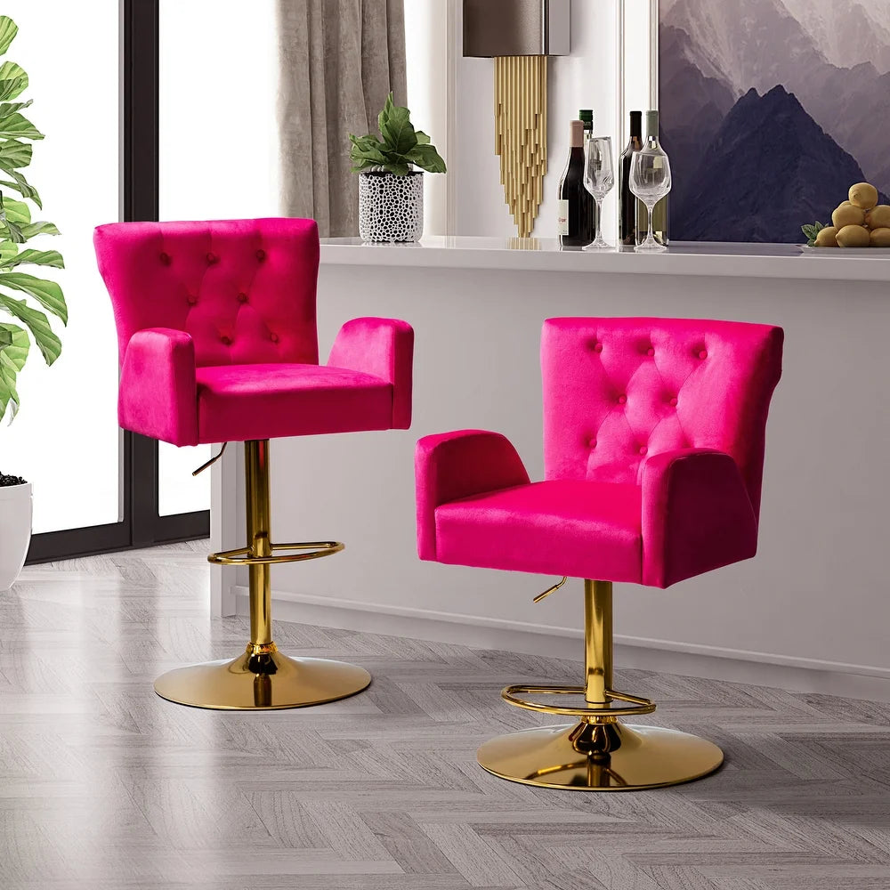 Loreto Modern Tufted Velvet Swivel chair with Adjustable Height Set of 2