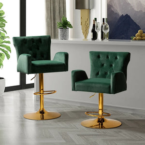 Loreto Modern Tufted Velvet Swivel chair with Adjustable Height Set of 2