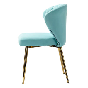 Luna Modern Glam Upholstered Tufted Back Side Accent Dining Chair with Small Base