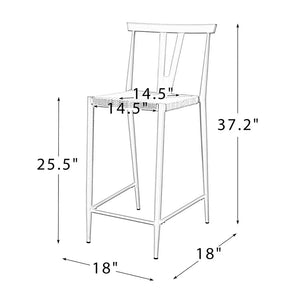 Lyncestius Mid-century Modern Metal Frame Bar Stools with Footrest Set of 2