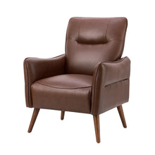 Marcos Modern Vegan Leather Accent Armchair with Solid Wood Legs