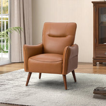 Marcos Modern Vegan Leather Accent Armchair with Solid Wood Legs