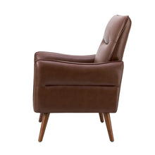 Marcos Modern Vegan Leather Accent Armchair with Solid Wood Legs