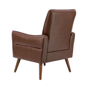 Marcos Modern Vegan Leather Accent Armchair with Solid Wood Legs