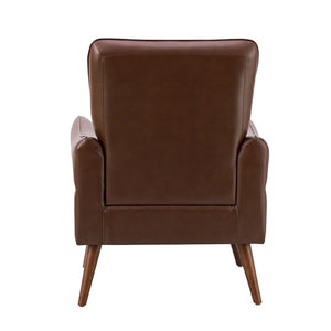 Marcos Modern Vegan Leather Accent Armchair with Solid Wood Legs