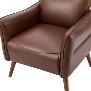 Marcos Modern Vegan Leather Accent Armchair with Solid Wood Legs