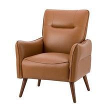 Marcos Modern Vegan Leather Accent Armchair with Solid Wood Legs