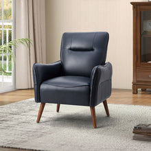 Marcos Modern Vegan Leather Accent Armchair with Solid Wood Legs