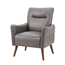 Marcos Modern Vegan Leather Accent Armchair with Solid Wood Legs