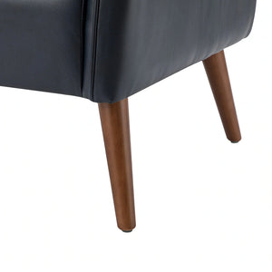 Marcos Modern Vegan Leather Accent Armchair with Solid Wood Legs