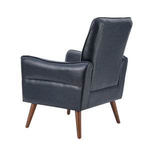 Marcos Modern Vegan Leather Accent Armchair with Solid Wood Legs