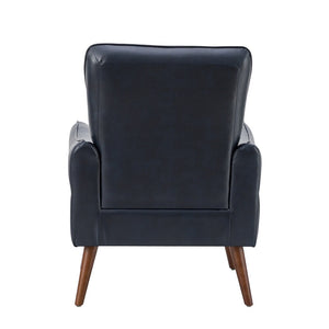 Marcos Modern Vegan Leather Accent Armchair with Solid Wood Legs