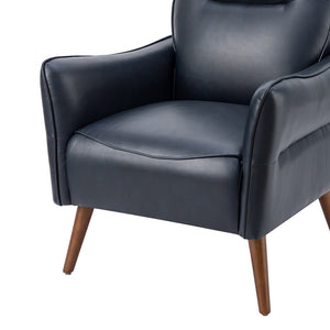 Marcos Modern Vegan Leather Accent Armchair with Solid Wood Legs