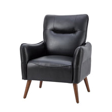 Marcos Modern Vegan Leather Accent Armchair with Solid Wood Legs