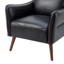 Marcos Modern Vegan Leather Accent Armchair with Solid Wood Legs