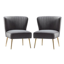 Monica Upholstered Modern Tufted Side Chair with Gold Legs Set of 2