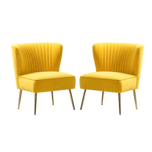 Monica Upholstered Modern Tufted Side Chair with Gold Legs Set of 2