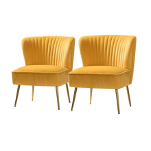 Monica Upholstered Modern Tufted Side Chair with Gold Legs Set of 2