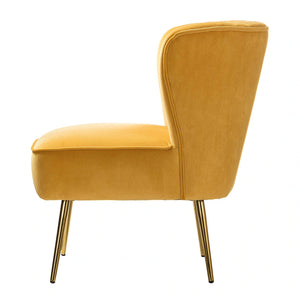 Monica Upholstered Modern Tufted Side Chair with Gold Legs Set of 2