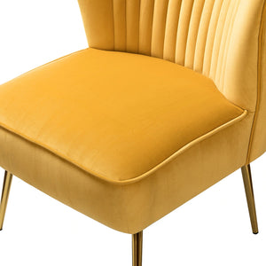 Monica Upholstered Modern Tufted Side Chair with Gold Legs Set of 2