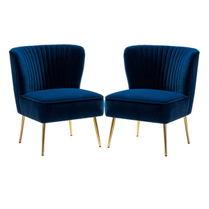 Monica Upholstered Modern Tufted Side Chair with Gold Legs Set of 2