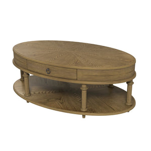 Oval Coffee Table with Storage Drawer