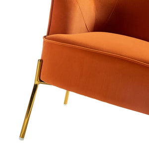 Nora Modern Velvet Accent Chair with Golden Metal Legs Set of 2