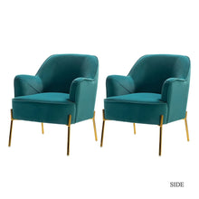 Nora Modern Velvet Accent Chair with Golden Metal Legs Set of 2