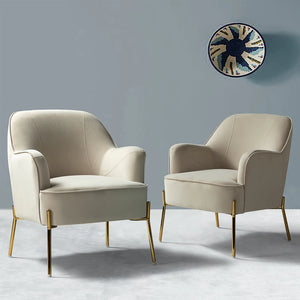 Nora Modern Velvet Accent Chair with Golden Metal Legs Set of 2