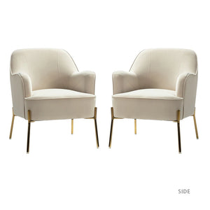 Nora Modern Velvet Accent Chair with Golden Metal Legs Set of 2