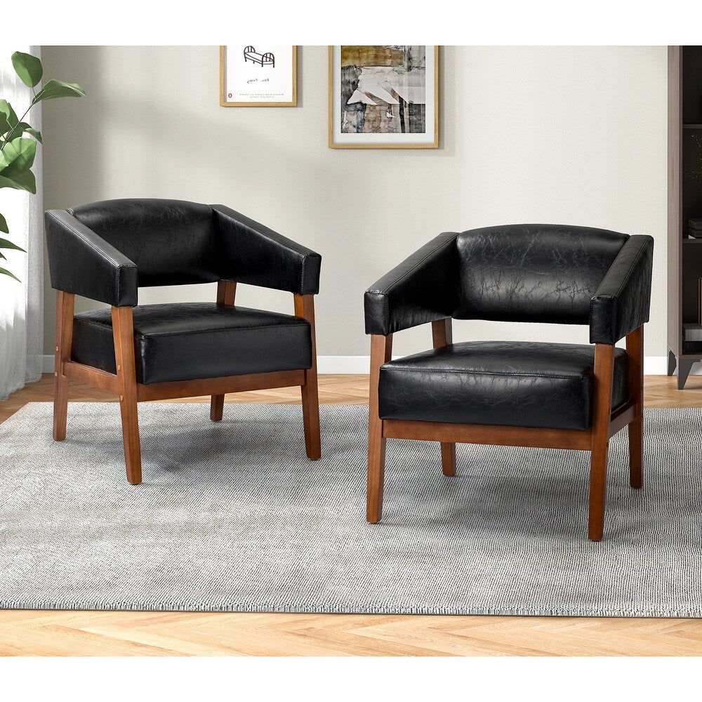 Ottfried Comfy Living Room Armchair with Solid Wood Legs Set of 2