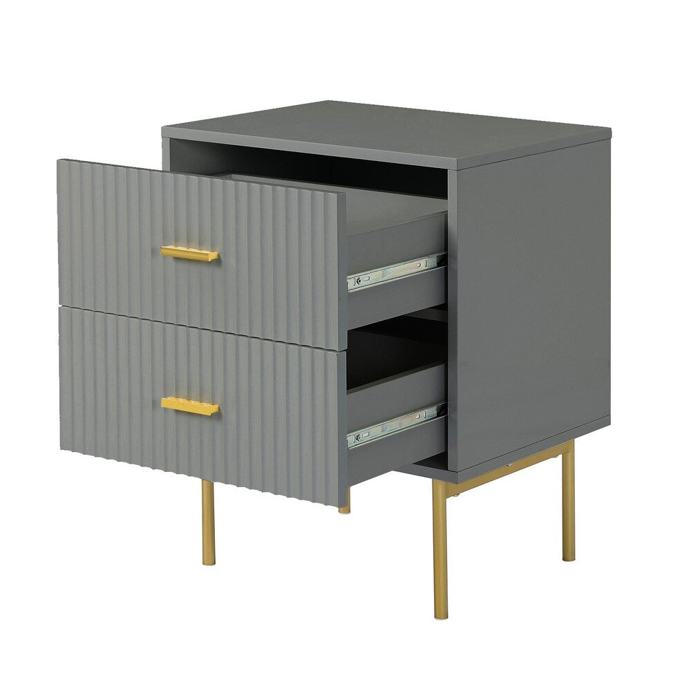 Paul Multifunctional 2-Drawer Nightstand with Metal Legs Set of 2