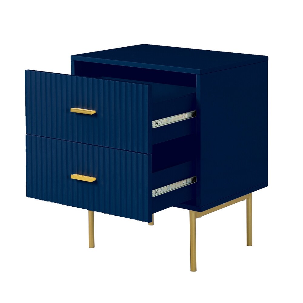 Paul Multifunctional 2-Drawer Nightstand with Metal Legs Set of 2