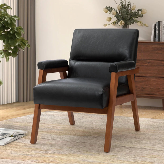 Philipp Mid-century Modern Leather Armchair with Tufted Design