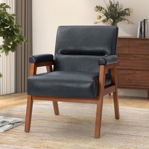 Philipp Mid-century Modern Leather Armchair with Tufted Design