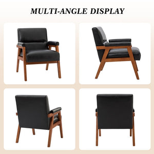 Philipp Mid-century Modern Leather Armchair with Tufted Design