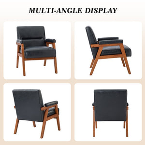 Philipp Mid-century Modern Leather Armchair with Tufted Design