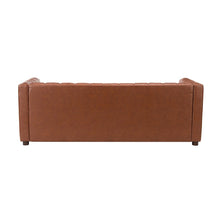 Olinto Modern Camel 83-inch Genuine Leather Curved Couch with Channel-tufted Back