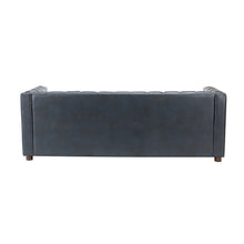 Olinto Modern Camel 83-inch Genuine Leather Curved Couch with Channel-tufted Back