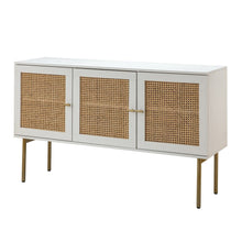 Selamat Modern Multifunctional Rattan-Decorated Sideboard with 3 Doors&2 Shelf