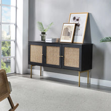 Selamat Modern Multifunctional Rattan-Decorated Sideboard with 3 Doors&2 Shelf