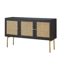 Selamat Modern Multifunctional Rattan-Decorated Sideboard with 3 Doors&2 Shelf