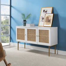 Selamat Modern Multifunctional Rattan-Decorated Sideboard with 3 Doors&2 Shelf