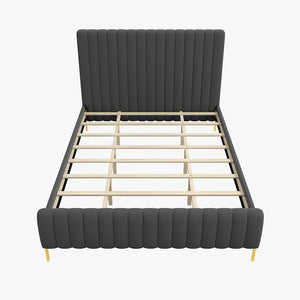 Tufted Upholstered Platform Bed With Metal Legs