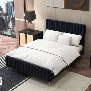 Tufted Upholstered Platform Bed With Metal Legs