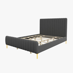 Tufted Upholstered Platform Bed With Metal Legs